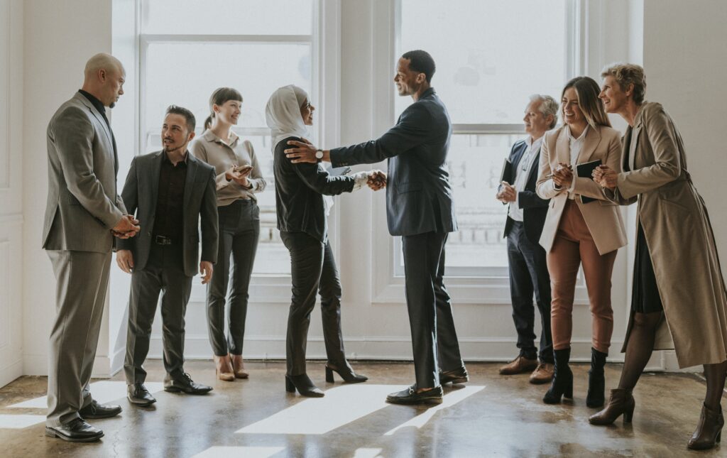 Business partners shaking hands